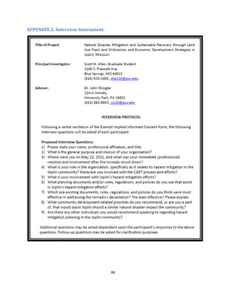 84
APPENDIX 2. Interview Instrument.
 