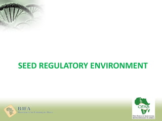 Seed regulatory environment
The Ghana has the following laws/regulations that
affect seed:
– Seeds (certification and Stan...