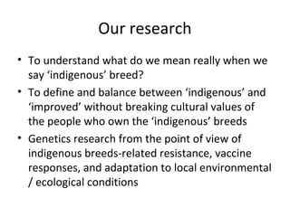 Animal genetics research at Sokoine University of Agriculture, Tanzania