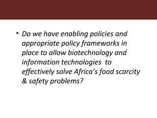 Improving livestock productivity and resilience in Africa: Application of genetic technologies and challenges