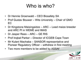 ASSAf Panel: Regulatory implications of new genetic engineering technologies