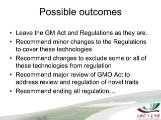 ASSAf Panel: Regulatory implications of new genetic engineering technologies
