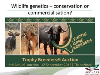 Livestock genomics—Experiences from South Africa