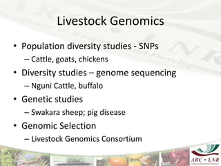 Livestock genomics—Experiences from South Africa