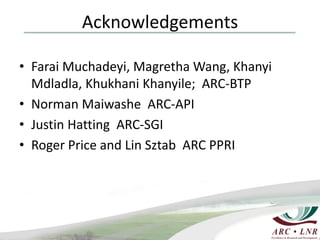 Livestock genomics—Experiences from South Africa