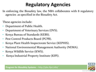 Biosafety regulatory framework in Kenya 