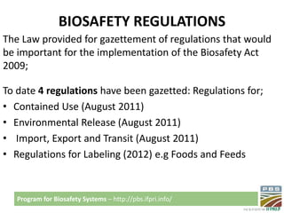 Biosafety regulatory framework in Kenya 