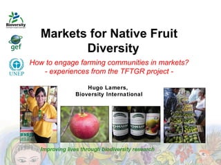 Markets for Native Fruit
Diversity
How to engage farming communities in markets?
- experiences from the TFTGR project Hugo Lamers,
Bioversity International

 