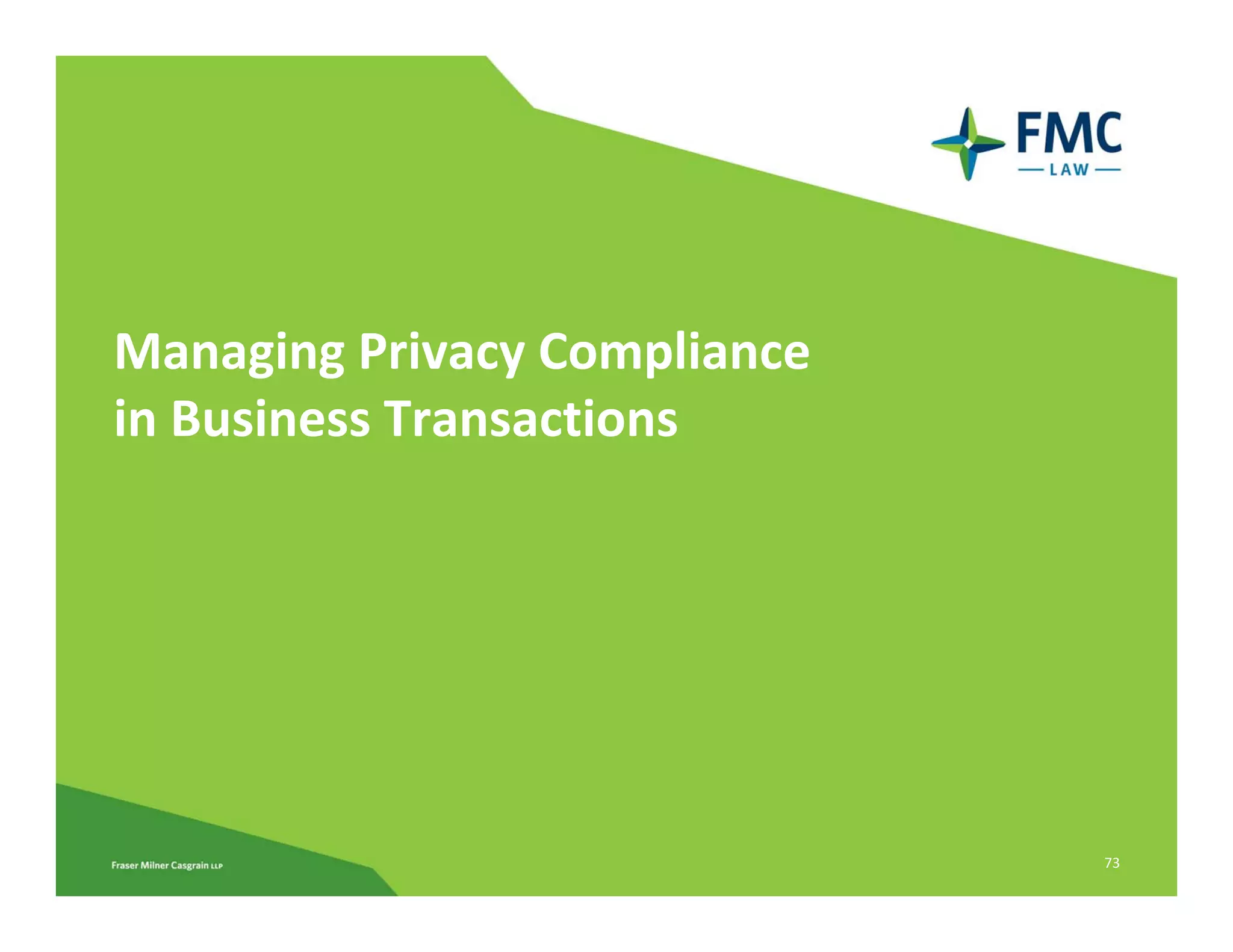Managing Privacy Compliance 
in Business Transactions




                               73
 