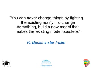 <ul><li>“ You can never change things by fighting the existing reality. To change something, build a new model that makes ...