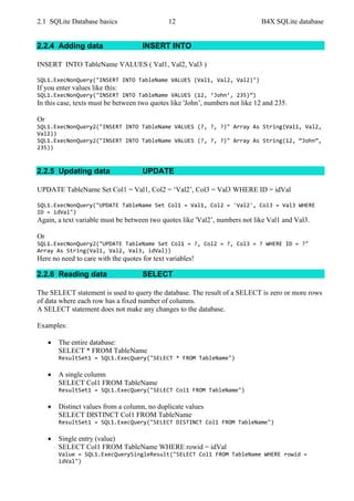 B4X SQLite Databases v1.9 | PDF