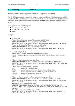 B4X SQLite Databases v1.9 | PDF