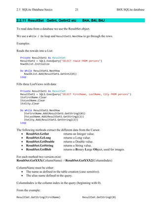 B4X SQLite Databases v1.9 | PDF