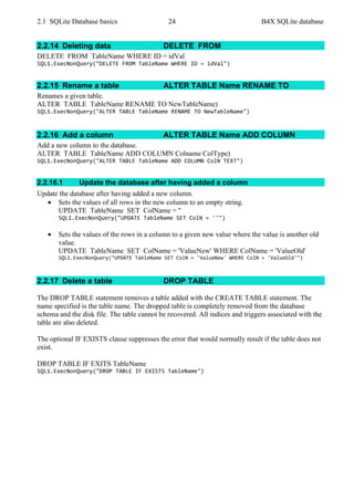 B4X SQLite Databases v1.9 | PDF