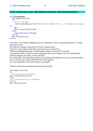 Sql Begintransaction Example B4X SQLite Databases v1.9 | PDF