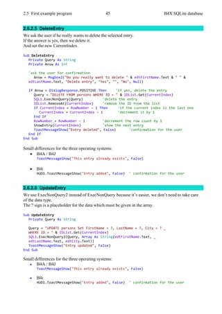 B4X SQLite Databases v1.9 | PDF