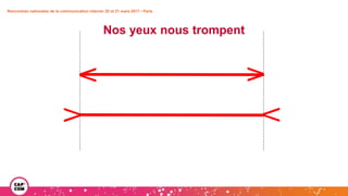Rencontres nationales de la communication interne• 20 et 21 mars 2017 • Paris
VV
VV
Nos yeux nous trompent
 