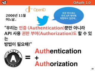OAuth 2.0




               OAuth 2.0
 OAuth 1.0
             Authorization
 Protocol
              Framework


호환 안됨 / 용어부터 완전 다름
                                  42
 