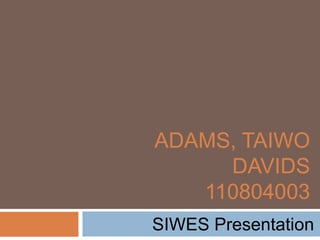 Siwes Powerpoint Model Example SIWES Presentation | PPTX