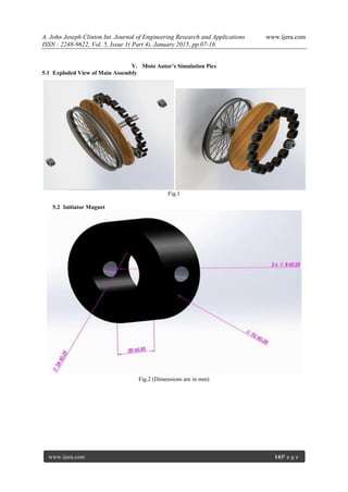 A. John Joseph Clinton Int. Journal of Engineering Research and Applications www.ijera.com
ISSN : 2248-9622, Vol. 5, Issue 1( Part 4), January 2015, pp.07-16
www.ijera.com 14|P a g e
V. Moto Autor’s Simulation Pics
5.1 Exploded View of Main Assembly
Fig.1
5.2 Initiator Magnet
Fig.2 (Dimensions are in mm)
 