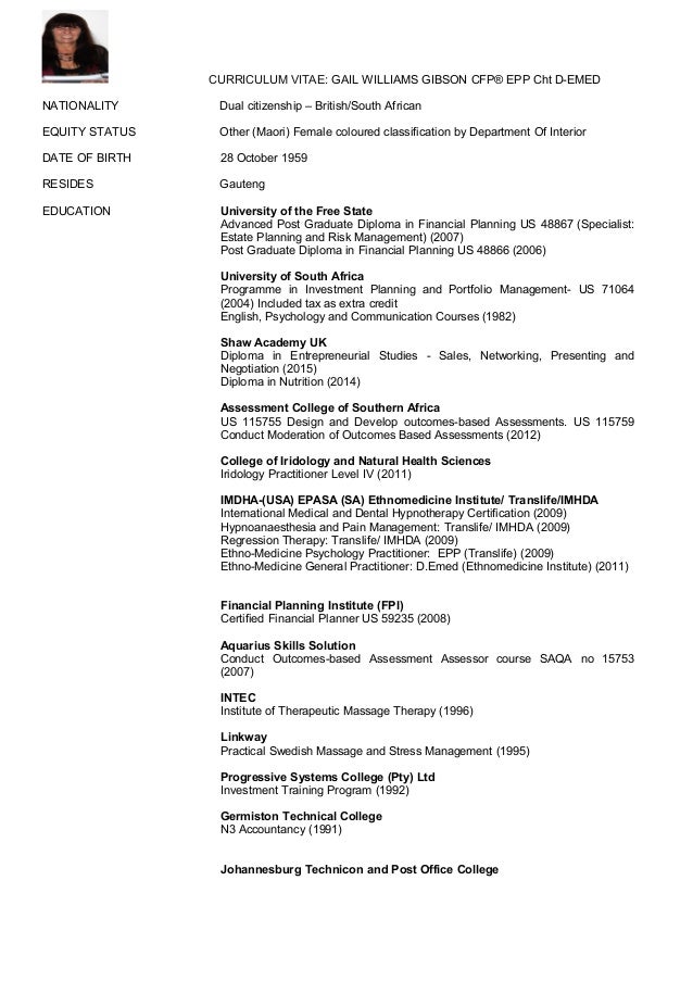 Gail Gibson Formatted CV.DOC