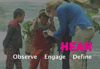 HEAR
●   Observe   ●   Engage   ●   Define
 