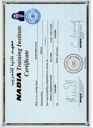 CERT - NADIA - OFFICE ADMINISTRATION | PDF