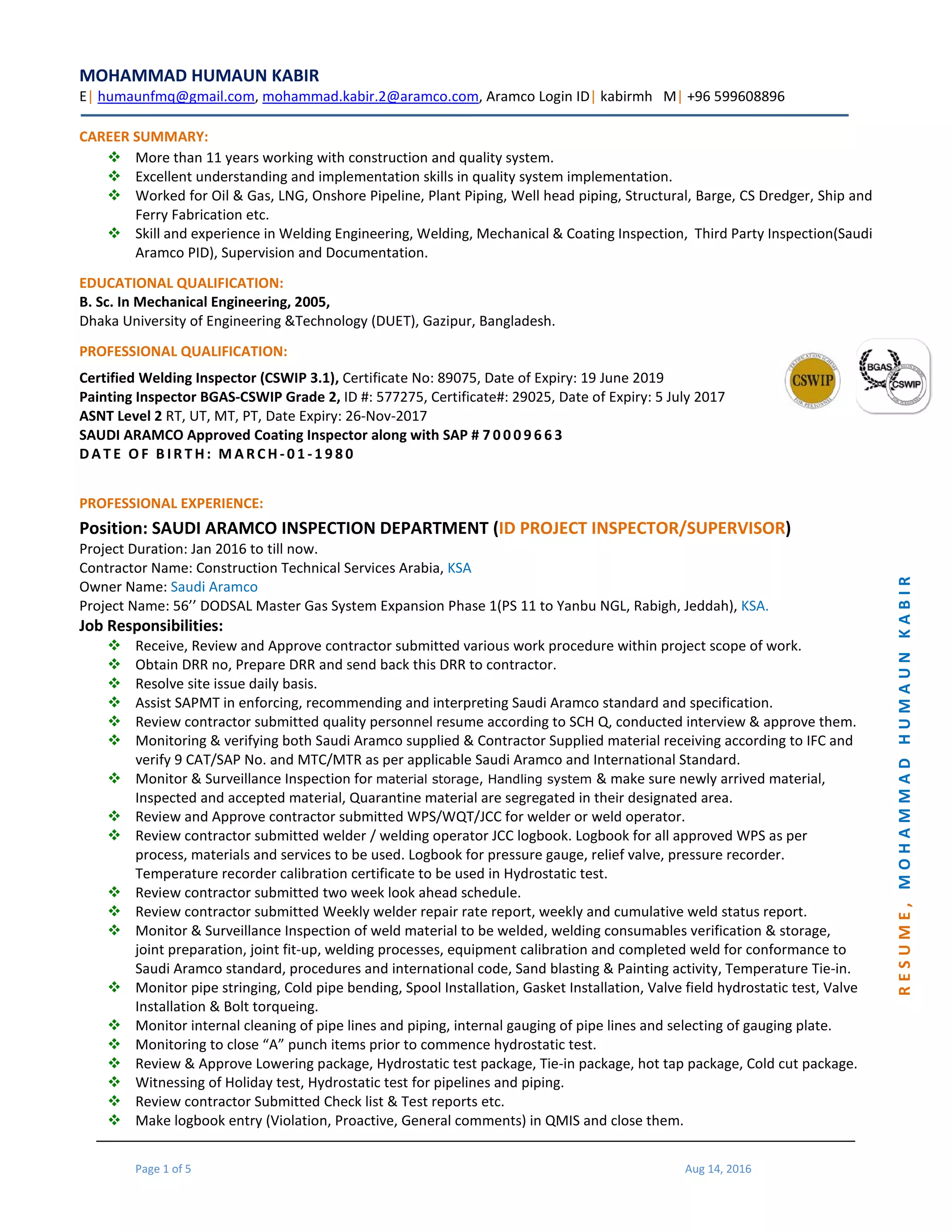 resum Humaun latest1 | PDF