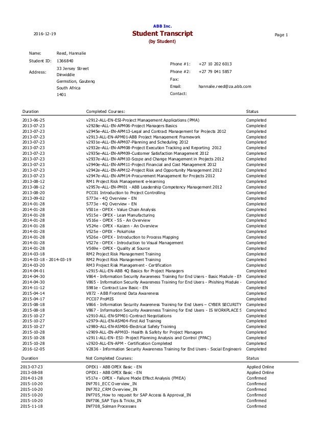 student transcript