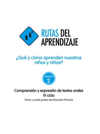¿Qué y cómo aprenden nuestros
niños y niñas?
Comprensión y expresión de textos orales
Tercer y cuarto grados de Educación Primaria
IV ciclo
Fascículo
2
 