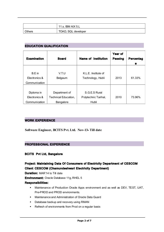 Database Support Engineer Resume Database Support Engineer Resume