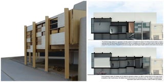 The finished design allows for a gymnast to be fully catered to throughout the layout. An inviting entrance looks to create a
soothing mood and help drown out the outside world. Next is a changing room and warm up area in order to help the athlete
prepare for the performance.The performance area is a large, open space large enough to allow for a full routine to be executed.
Fully enveloped in glass, the athlete can be viewed by spectators outside in an effort to prepare them for the crowds during
competitions. After a performance, the athlete moves to the recovery and refreshing rooms. The design is completed with a
rejuvenation space where the performer is able to reflect and meditate.
 