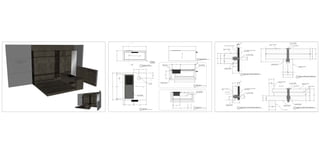 A
RE
V
SHEET
DRAWNBY:
TITLE:CUSTOMERAPPROVAL:
X________________________KEEGANSMOKER
BDNYDISPLAYOVERVIEW
COVER A
RE
V
SHEET
DRAWNBY:
TITLE:CUSTOMERAPPROVAL:
X________________________KEEGANSMOKER
BDNYDISPLAY
5/16" RECESS
LEATHER WRAPPED MDF
MITERED
CORNERS
SUPPORT BLOCK
TO ATTACH TO CABINET #3
5/16" RECESS
LEATHER WRAPPED MDF
POWER BOX
SITS ON LEATHER INSERT
2" HOLE
FOR LAMP
CUTOUT DRAWER
FOR POWER BOX
09
CABINET#6
A
B
1
FRONT ELEVATION
Scale: 3" : 1'
3
SIDE ELEVATION
Scale: 3" : 1'
2
TOP VIEW
Scale: 3" : 1'
4
SECTION A
Scale: 3" : 1'
5
SECTION B
Scale: 3" : 1'
6"
14" 16"
8-1/2"
3/4"
1-7/8"
1" 5-3/8" 7-5/8"
3-1/8" 4-1/2"
3-1/8"
4-1/2"
12"
2-7/32" 2"
16"
1"
14-1/4"
3/4"
3-3/4"
4-7/8"
R
1/4" POWDER COATED STEEL
MATTE BLACK
WALNUT PLYWOOD
SHELF
1/8" SOLID WALNUT EDGE
THREADED INSERT
FASTENED INTO PLYWOOD
WALNUT PLYWOOD
PANEL
1/4" POWDER COATED STEEL
MATTE BLACK
3/4"
1/4"
7/16"
THREADED INSERT
FASTENED INTO PLYWOOD
1"
(INSIDE CABINET)
2" X 5/16" SCREW
SOCKET HEAD CAP SCREW
5/16" WASHER
1-1/2"
3/4"
3/4"
3/4"
1-1/2"
1-1/2"
THREADED INSERT
FASTENED INTO PLYWOOD
WALNUT PLYWOOD
SHELF
WALNUT PLYWOOD
CABINET WALL
2"
3/4"
(INSIDE CABINET) 5/16" WASHER
THREADED INSERT
FASTENED INTO PLYWOOD
WALNUT PLYWOOD
DISPLAY WALL SKIN
LVL STUD
WALNUT PLYWOOD
CABINET SIDE
WALNUT PLYWOOD
CABINET BACK
SHOP PLYWOOD
NAILER
2" X 5/16" SCREW
SOCKET HEAD CAP SCREW
1" X 5/16" SCREW
SOCKET HEAD CAP SCREW
1" X 5/16" SCREW
SOCKET HEAD CAP SCREW
7/16"
1/4"1/8"
3/4"
3/4"
1/2"
1"
1
STEEL PANEL TO SHELF CONNECTION
Scale: 1" : 1"
2
STEEL PANEL TO PLYWOOD PANEL CONNECTION
Scale: 1" : 1"
3
SHELF TO CABINET WALL CONNECTION
Scale: 1" : 1"
4
CABINETS TO DISPLAY WALL CONNECTION
Scale: 1" : 1"
3/4"
1"
3/4"
1/2"
1/2"
1-3/4"
3/4"
1/2"
 