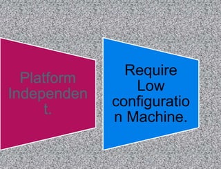 Require
Low
configuratio
n Machine.
 