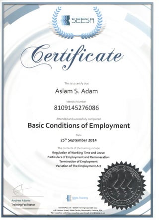 BCEA Certificate