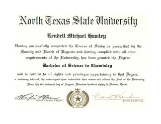 UNT BS CHemistry - Diploma
