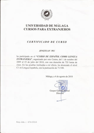 certificado de espaÃ±ol