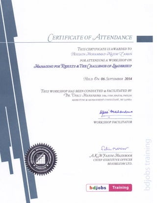 2014 Leadership Training Certificate