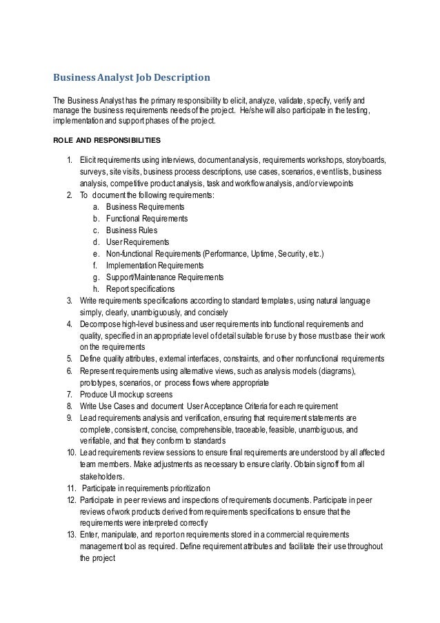 duties of business analyst
