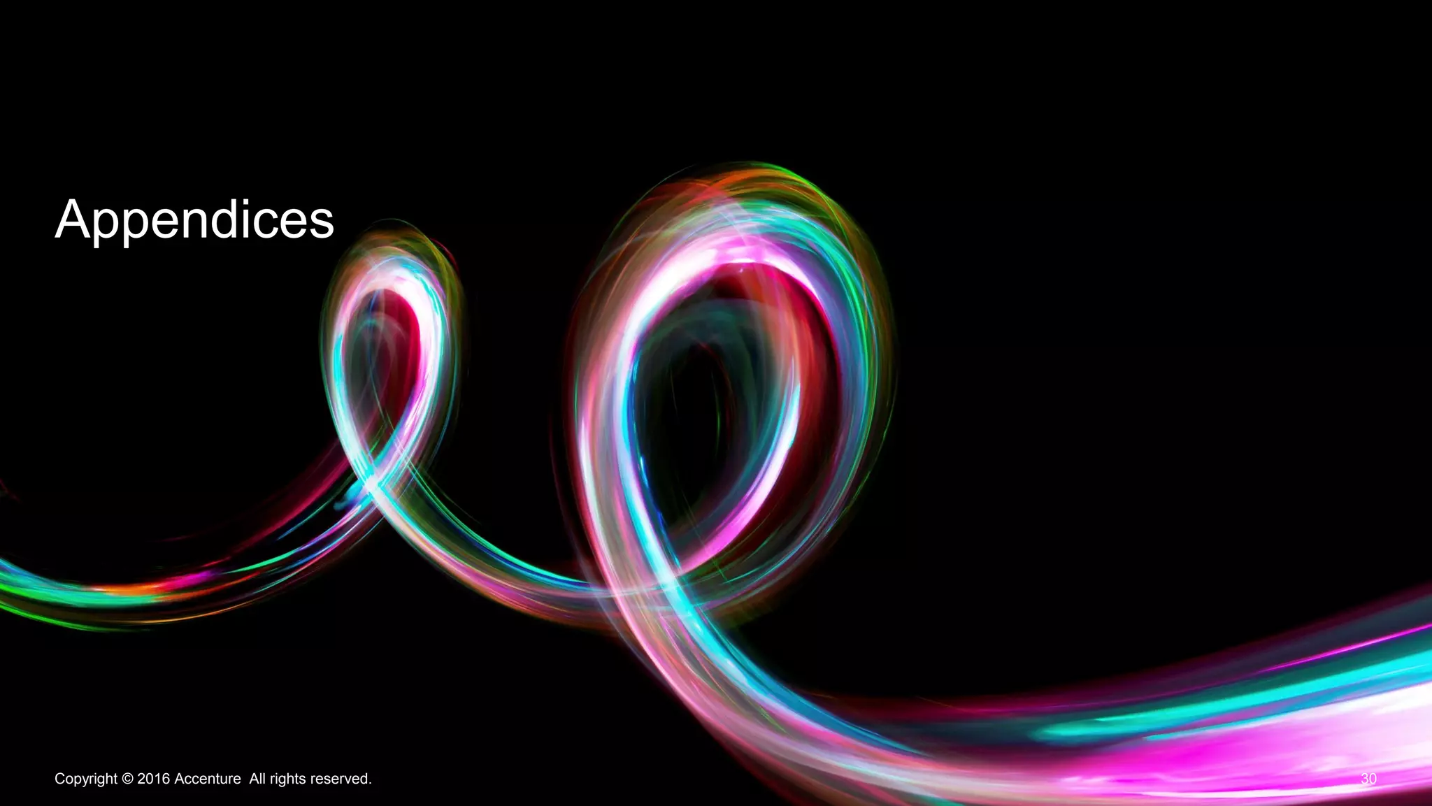 30Copyright © 2016 Accenture All rights reserved.
Appendices
 