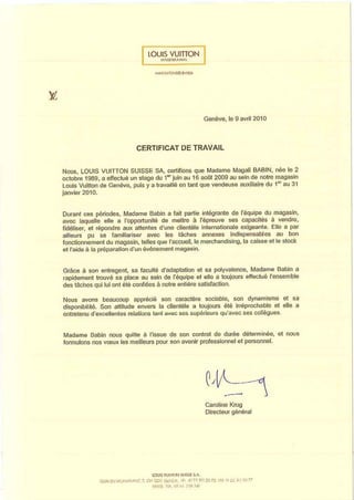 M. Babin Reference Letter Louis Vuitton_FR