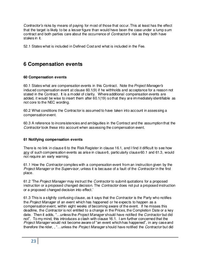 NEC Engineering and Construction Contract