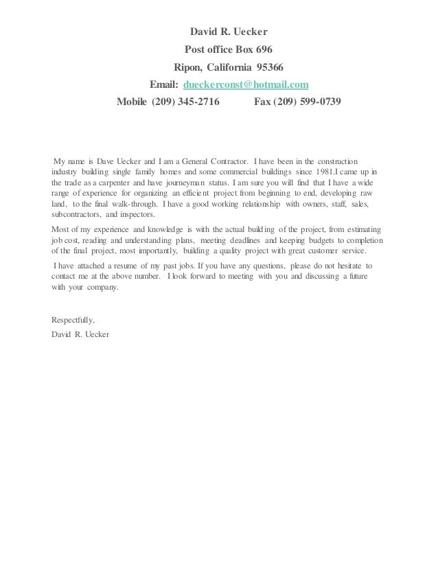 general contractor resume