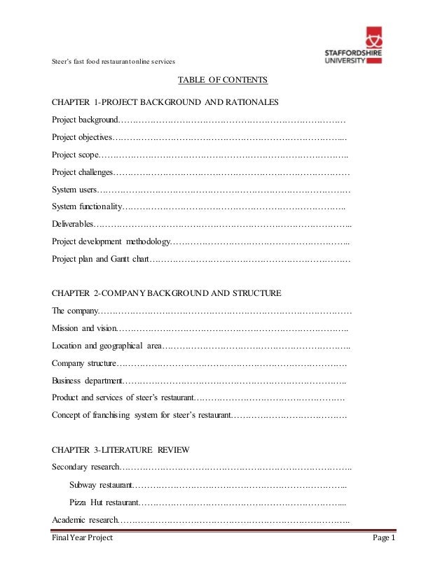 Food service research paper