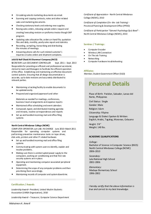 proforma cv