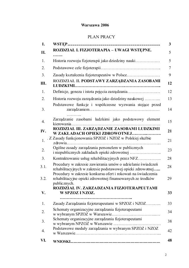 Praca Fizjoterapeutówna Przykładzie Publicznych I Niepublicznych Zakł