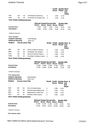 Mesmer -Liberty University Transcript | PDF