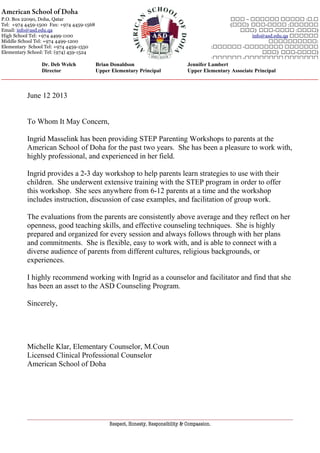 ASD reference letter | DOC
