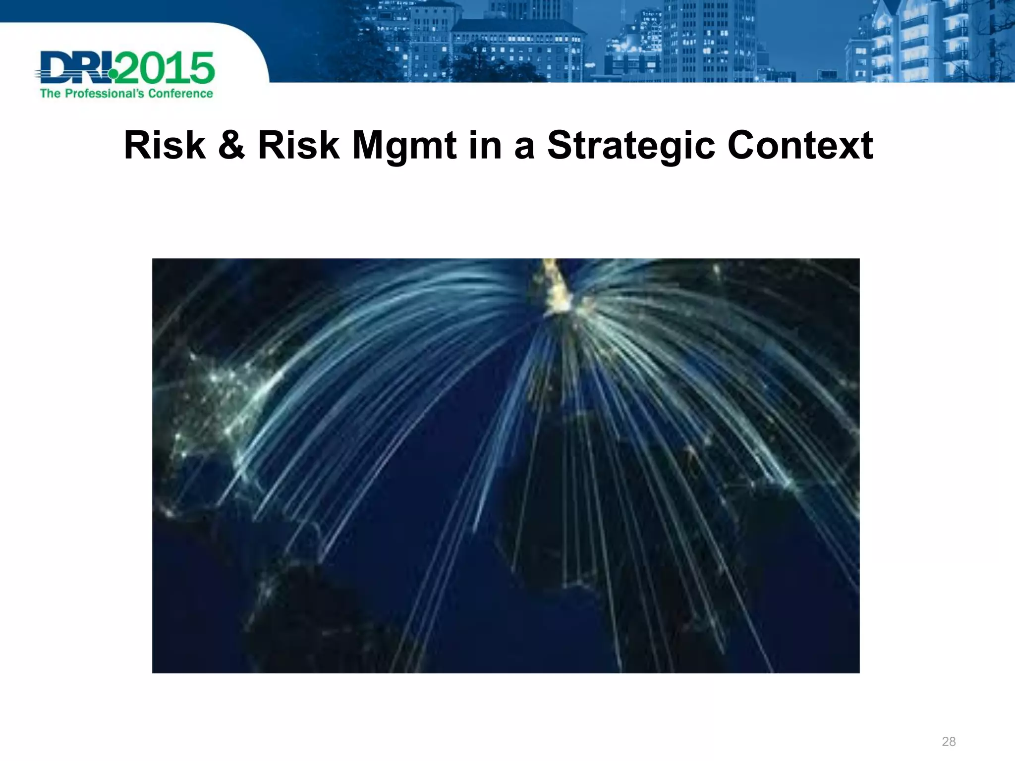 Risk & Risk Mgmt in a Strategic Context
28
 