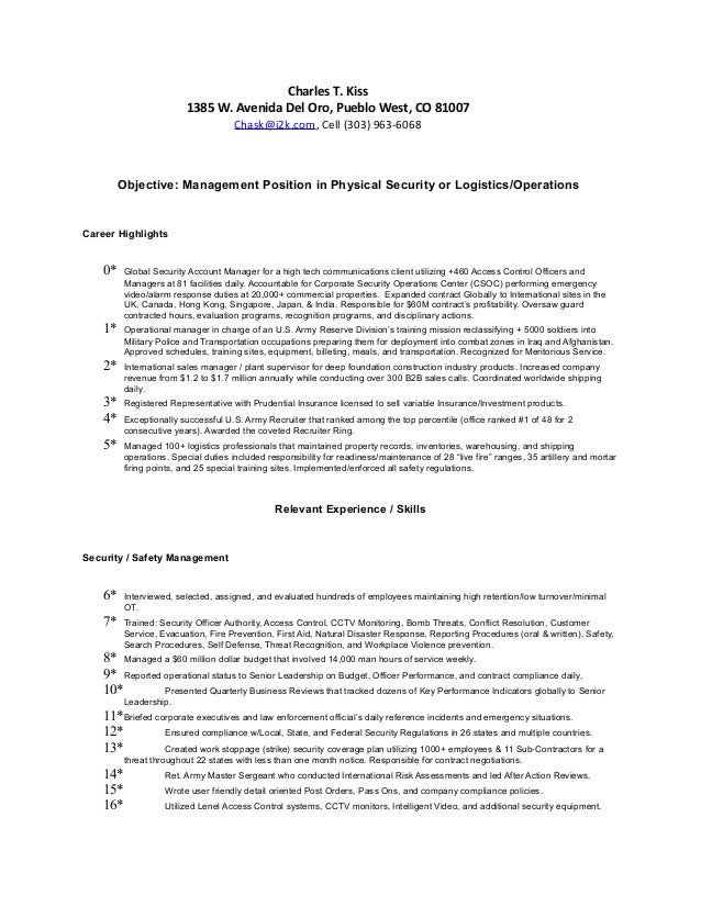 physical security resume